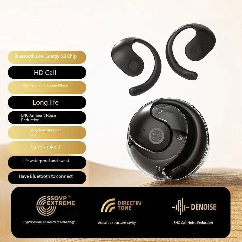 

New feature small coconut ball TWS Bluetooth headset ear-mounted OPEN6 super long battery life non-in-ear sports noise reduction