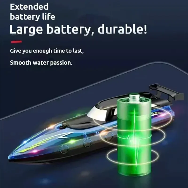 Barco de Control Remoto Eléctrico a Prueba de Agua con Luces LED de Colores para Actividades al Aire Libre, RC a Prueba de Agua para Niños