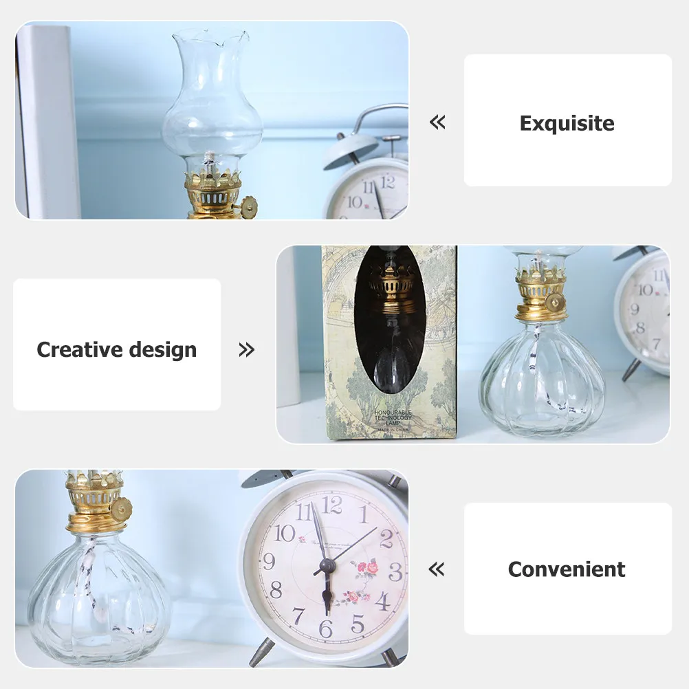 

Retro Lamp Vintage Oil Light Glass Cover Decorative Home Decor Lamp for Ambiance Power Outage Wedding Desktop Use