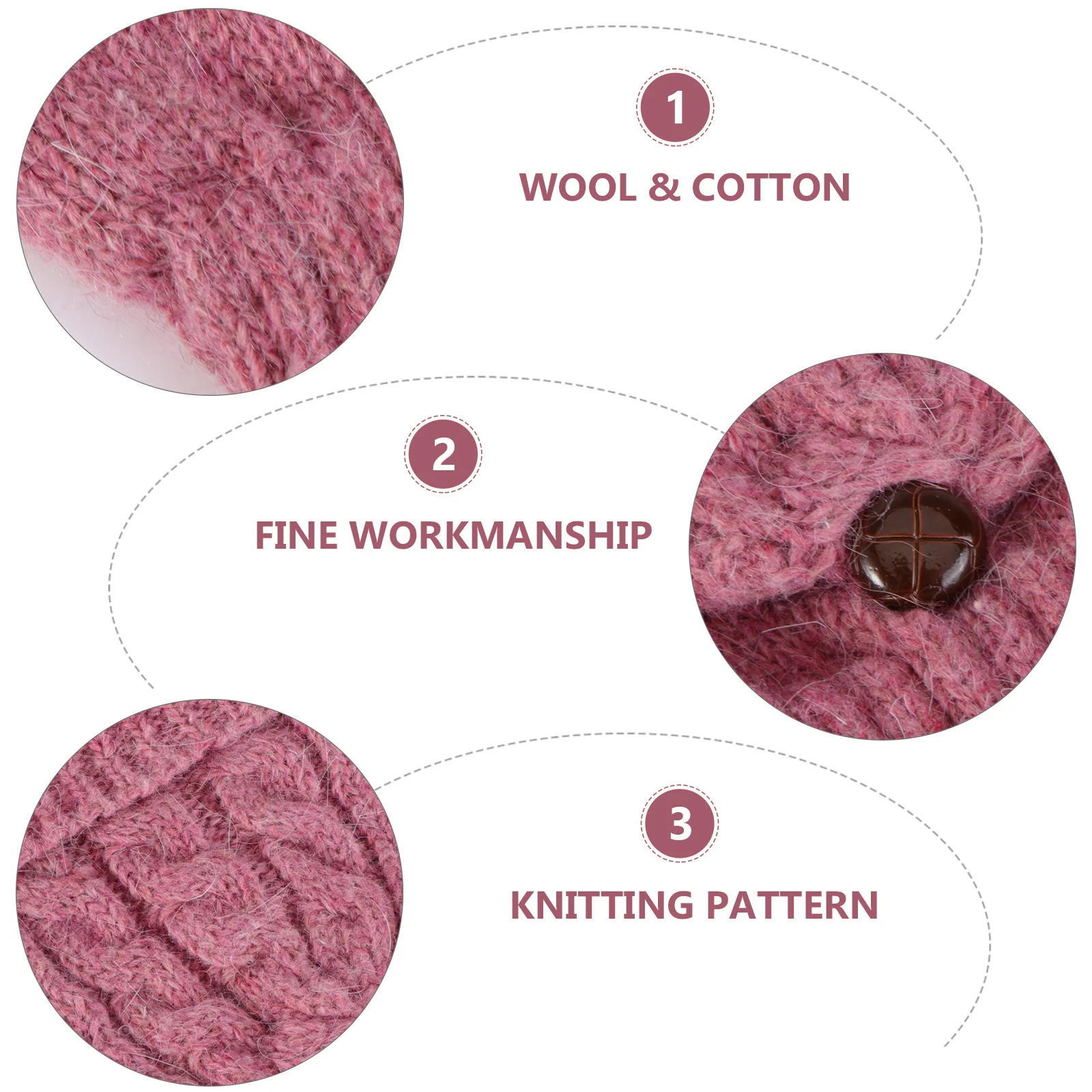 قفازات نسائية شتوية دافئة من الصوف الوردي المحبوك بدون أصابع غطاء قفاز بتصميم شبه أصابع قفازات قفازات محمولة خفيفة الوزن #1