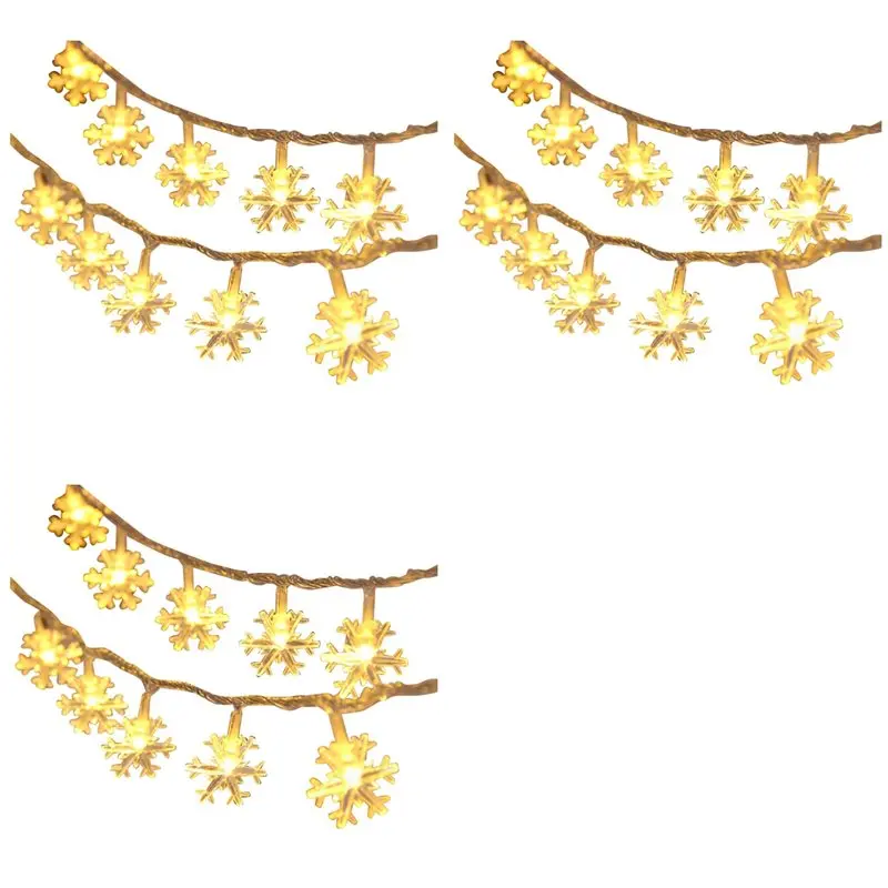 【ORNAMENT】3X LED Snowflake String Light Outdoor For Holiday Lighting Decor Wedding Decor Light 1.5M 10Lamp