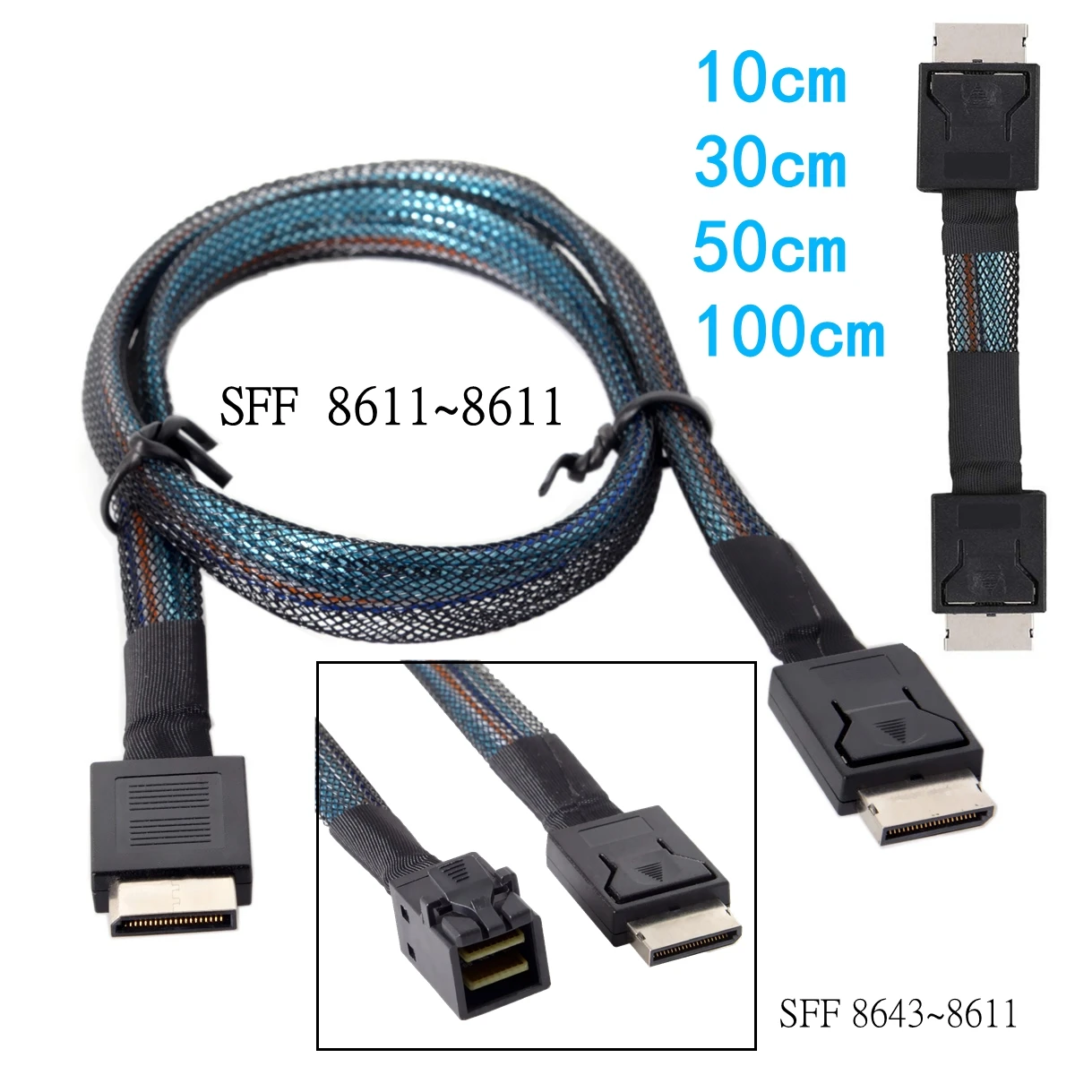 PCIE Oculink SFF 8611 4I To MINI SAS 8643 8611 4I Server Super Speed Cable Data Extension Cable Male To Male Data Transfer Line