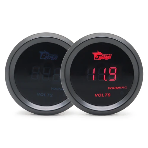 Imagen 2 del producto Medidor de refuerzo de 52mm/temperatura del agua/temperatura del aceite/prensa de aceite/voltaje/medidor tacómetro Digital LED rojo caja negra