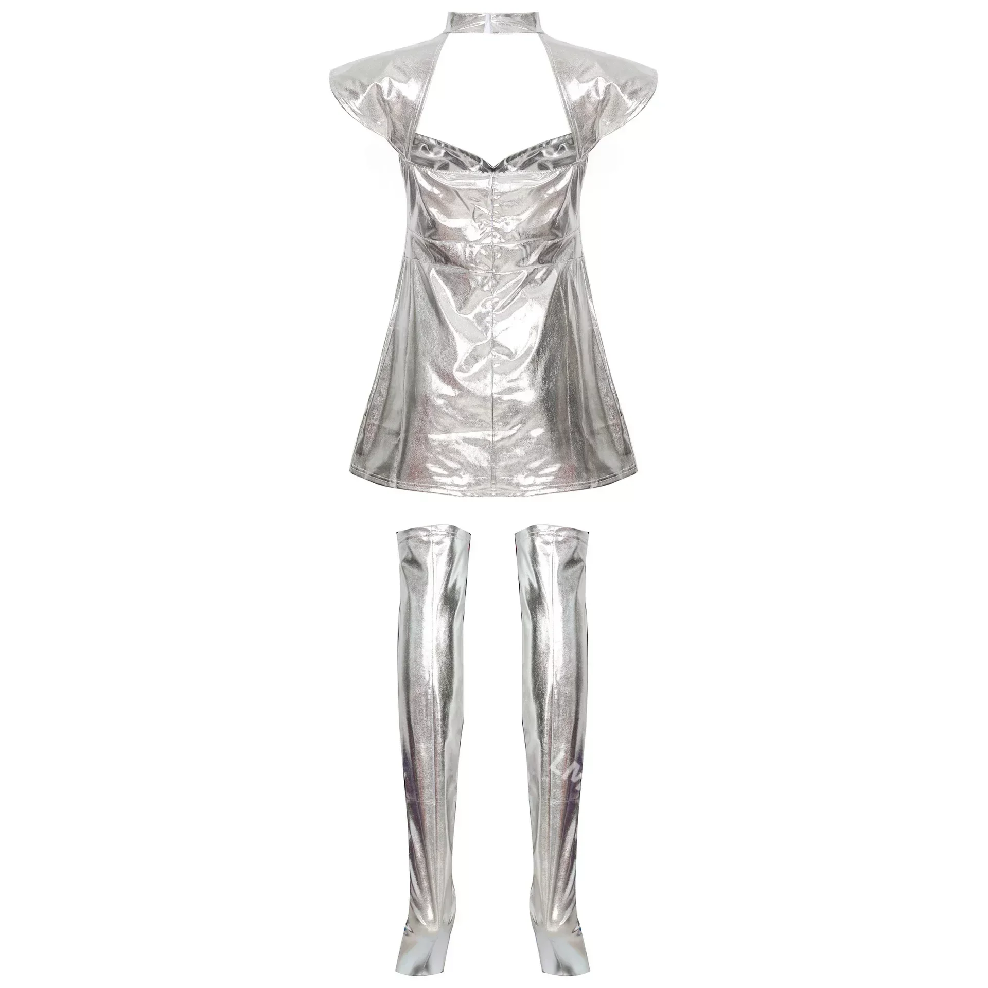 Bella ragazza Halloween Space Costume Cosplay Planet Silver Tin Man Uniform Performance Stage Costume