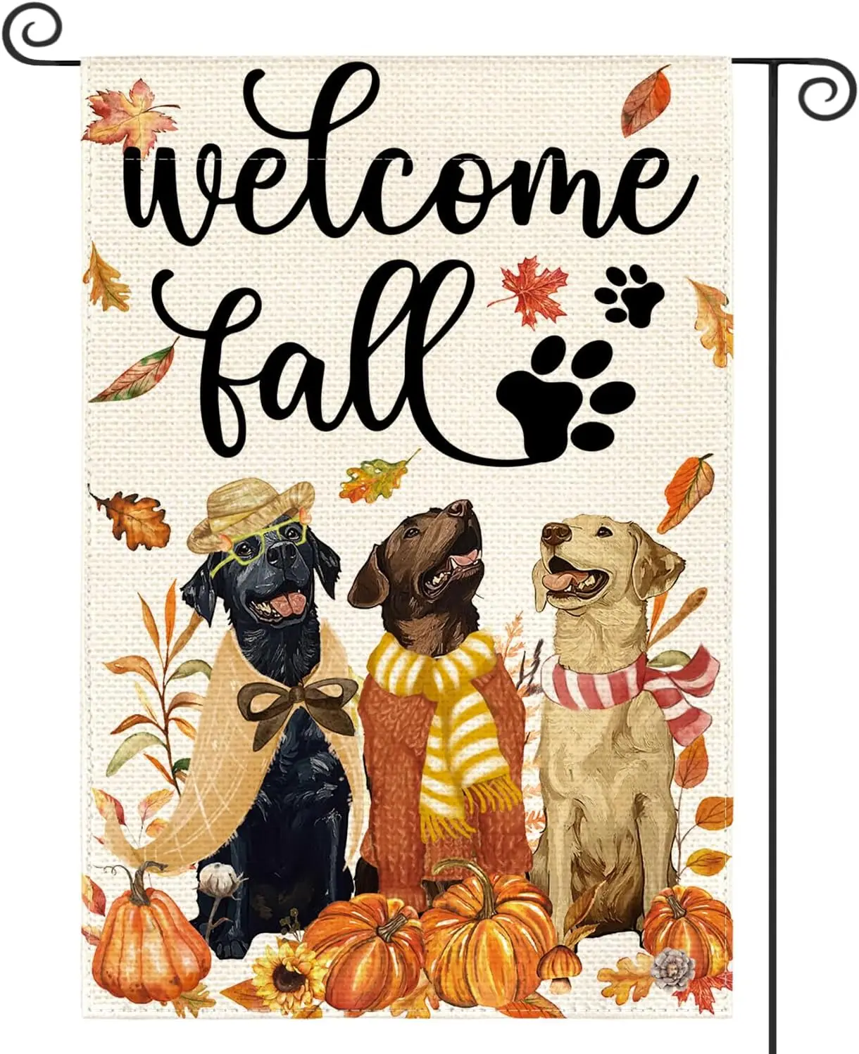 AVOIN colorlife Welcome Fall Dog Garden Flag 12x18 Inch Outside | Double Sided, Weather & Fade Resistant, Yard Outdoor D llp