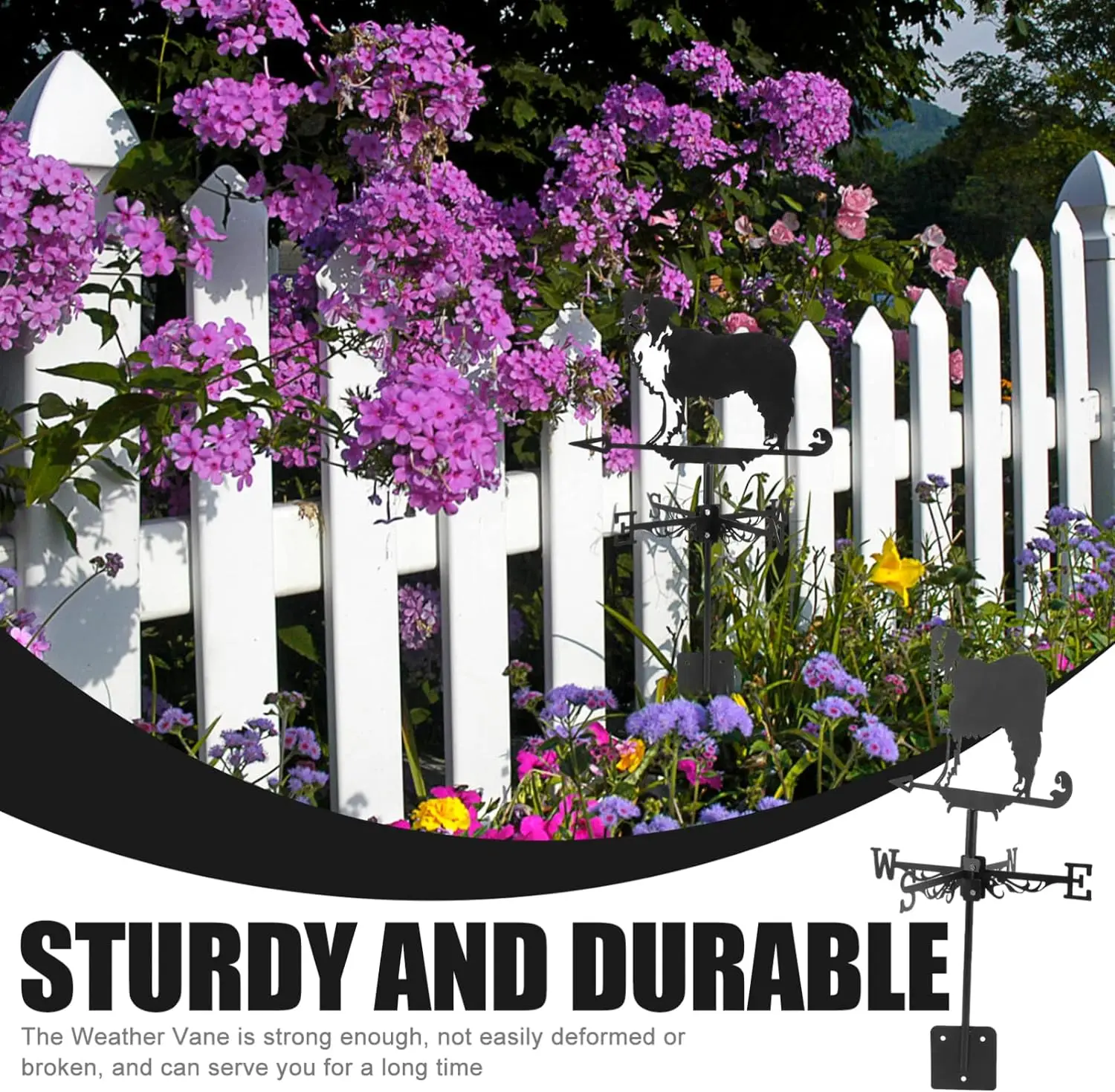 Light Luxury Outdoor Weather Vane, American Roof Decoration, Garden Crafts, Simulation Black Dachshund, Pet Dog, Side Shepherd view 6