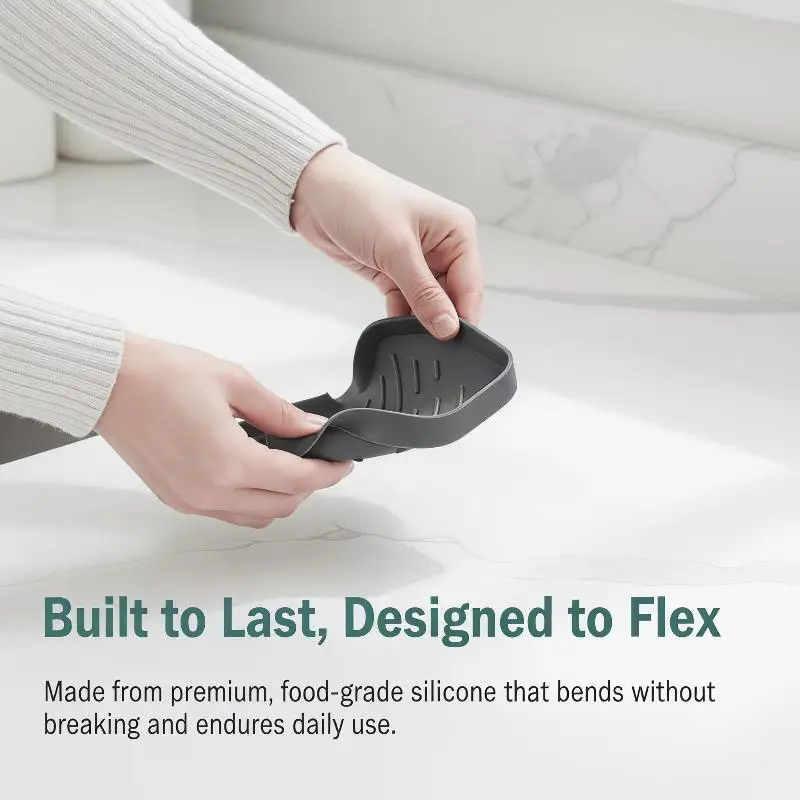 Non-slip Silicone Organizer Tray For Kitchen And Bathroom Anti-drop Storage Solution