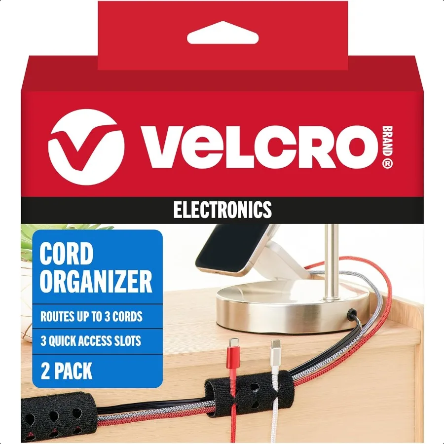 

VELCRO Brand Cord Organizer for Desk Cable Management Nightstand Organization Unique Dual Function Cable Sleeve Cord Keepers Co