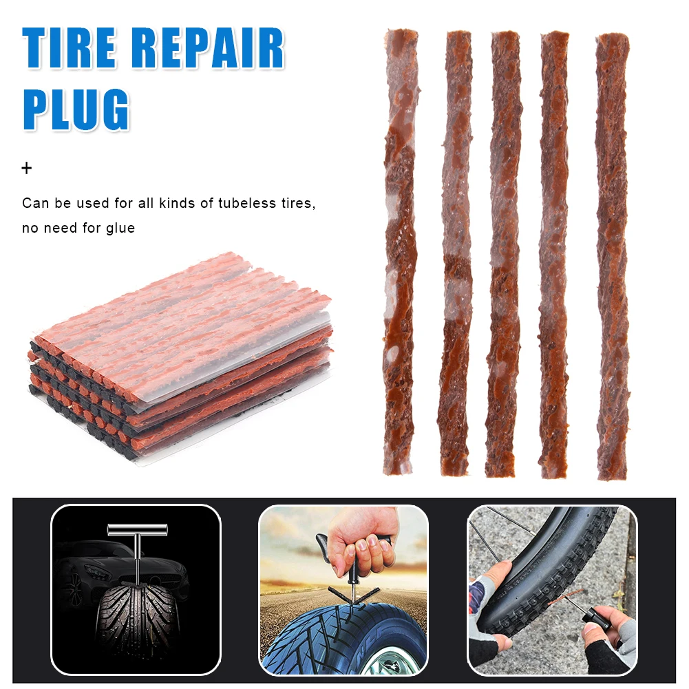 50pcs Car Repair Car Tire Tools Rubber Strips Accessories Tire Puncture Repair Auto Bike Motorcycle Rubber Strips Bicycle