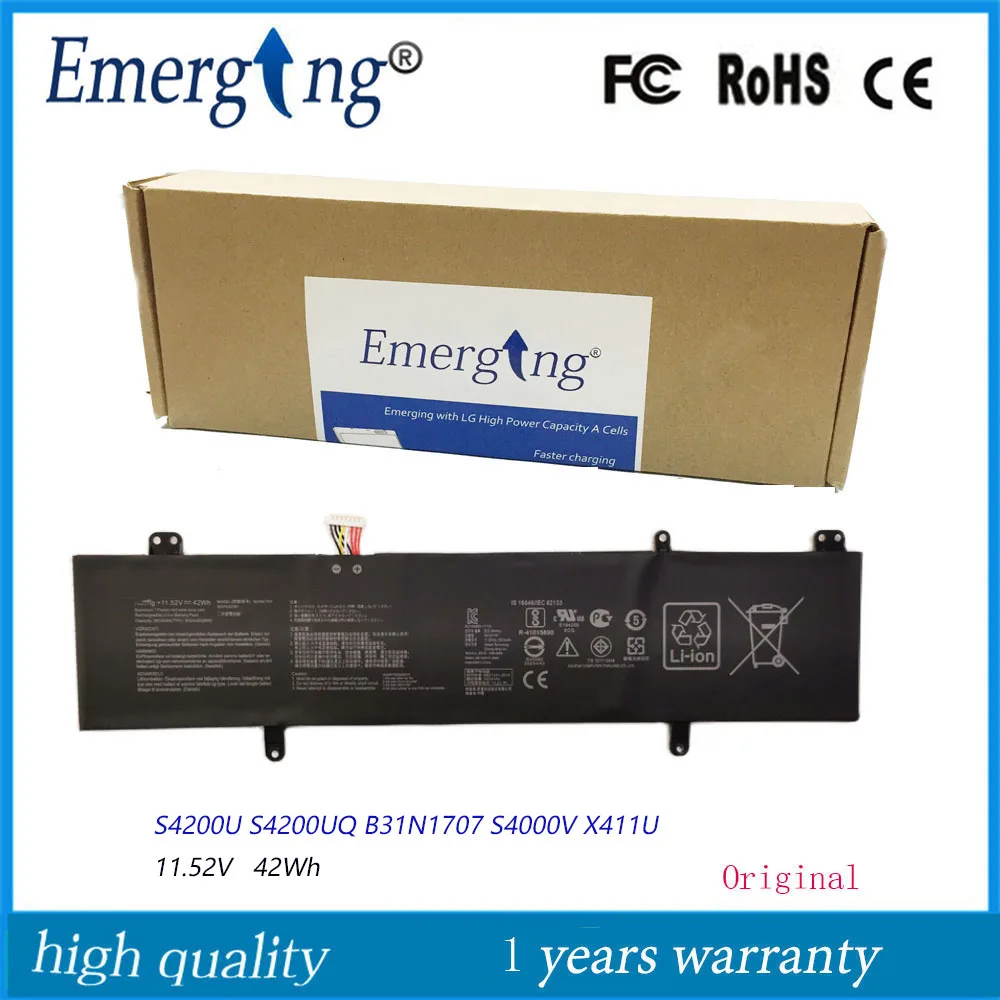 Bateria Nova B31n1707 do Portátil de 11.52v 42wh para Asus Vivobook 4200u S4200uq S4000v X411u S4100v