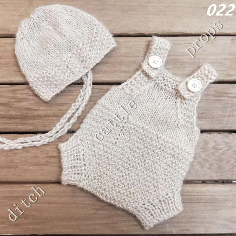 Newborn Photography Props Mohair Rompers +Bonnet Hat Trousers Clothing Accessories