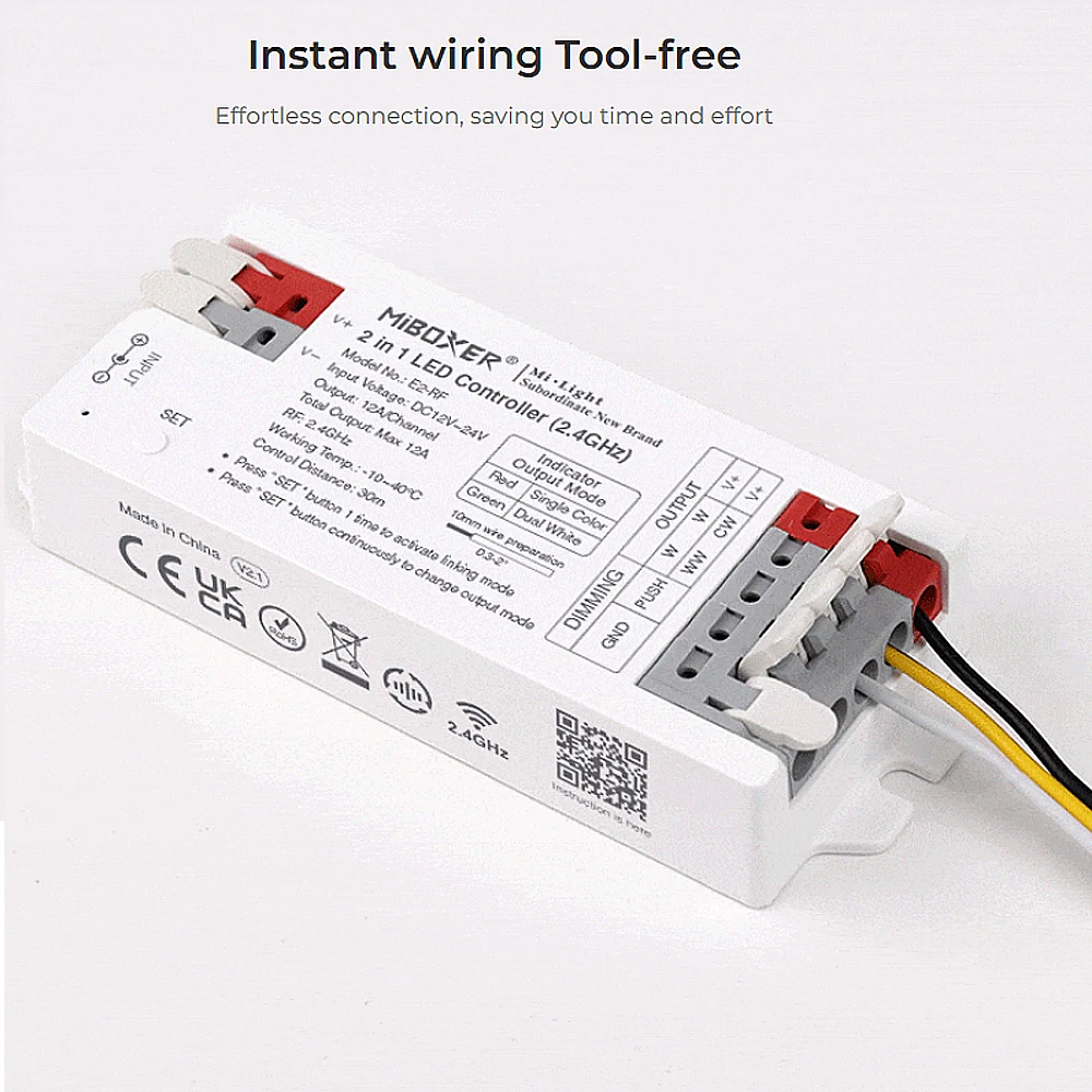 Miboxer DC12-24V E2-RF 2w1 E3-RF 3w1 2.4GHzRF Pilot zdalnego sterowania Kontroler LED Pojedynczy/dwukolorowy ściemniacz taśm LED RGB RGBW RGBCCT