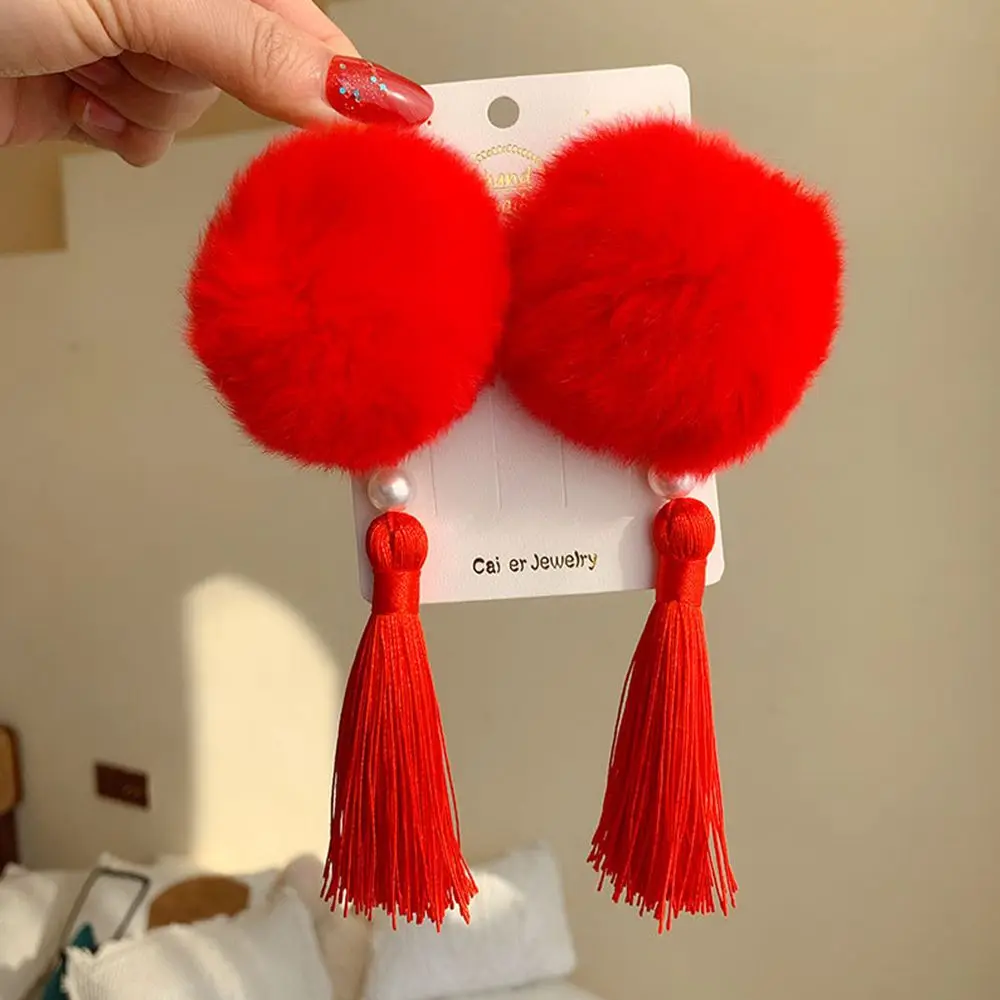 

Festive Ponytail Holders Tassel Girls Bowknot Bells Plush Hair Rope New Year Hair Accessories Duckbill Clip Children's Headwear