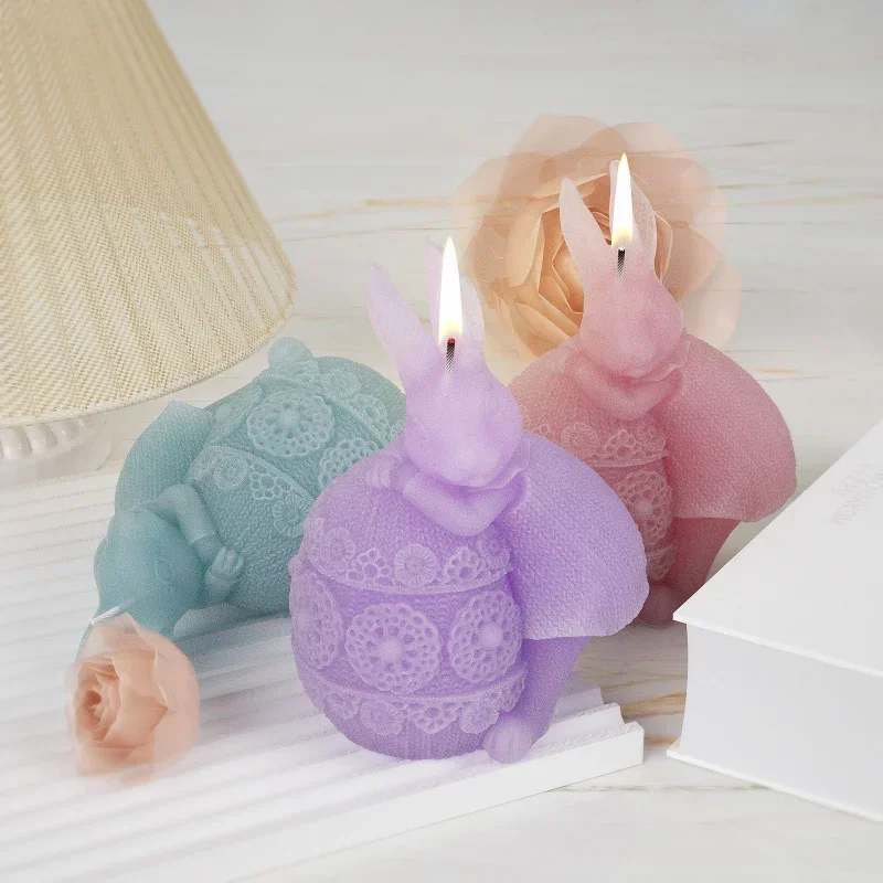 

3D силиконовая форма для свечей с кроликом Kickball, милый кролик, поделки из гипса, принадлежности для изготовления смолы, инструменты для выпечки кубиков льда с животными