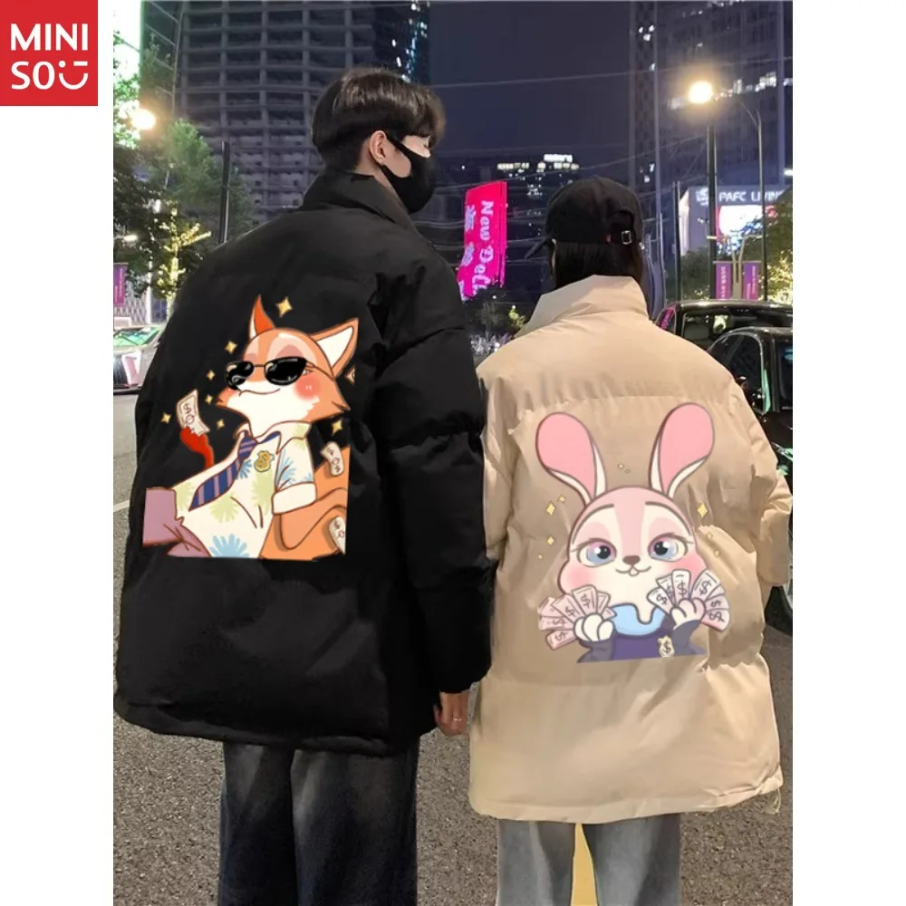 أرنب الثعلب زوجين مبطن الملابس الشتاء الرجال والنساء سترة مبطن سترة سميكة الدافئة فضفاضة كبيرة الحجم الخبز الملابس #4