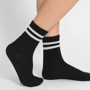 Medium length socks for women, 6 pairs, black and pure white, parallel, popular and versatile bars, sweat absorption 8 Main Sales White Pantyhose - №3