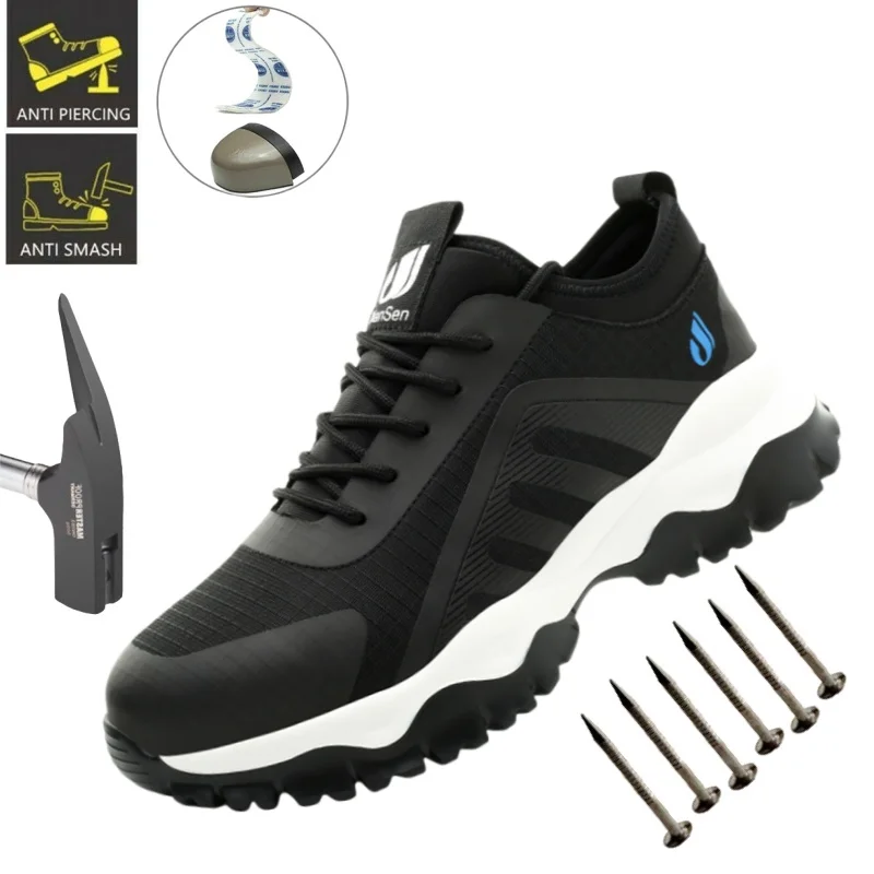 

Удобная рабочая обувь на подошве, мужская защитная обувь на шнуровке, рабочие кроссовки со стальным носком, неразрушимые туфли со стальным носком, устойчивые к проколам