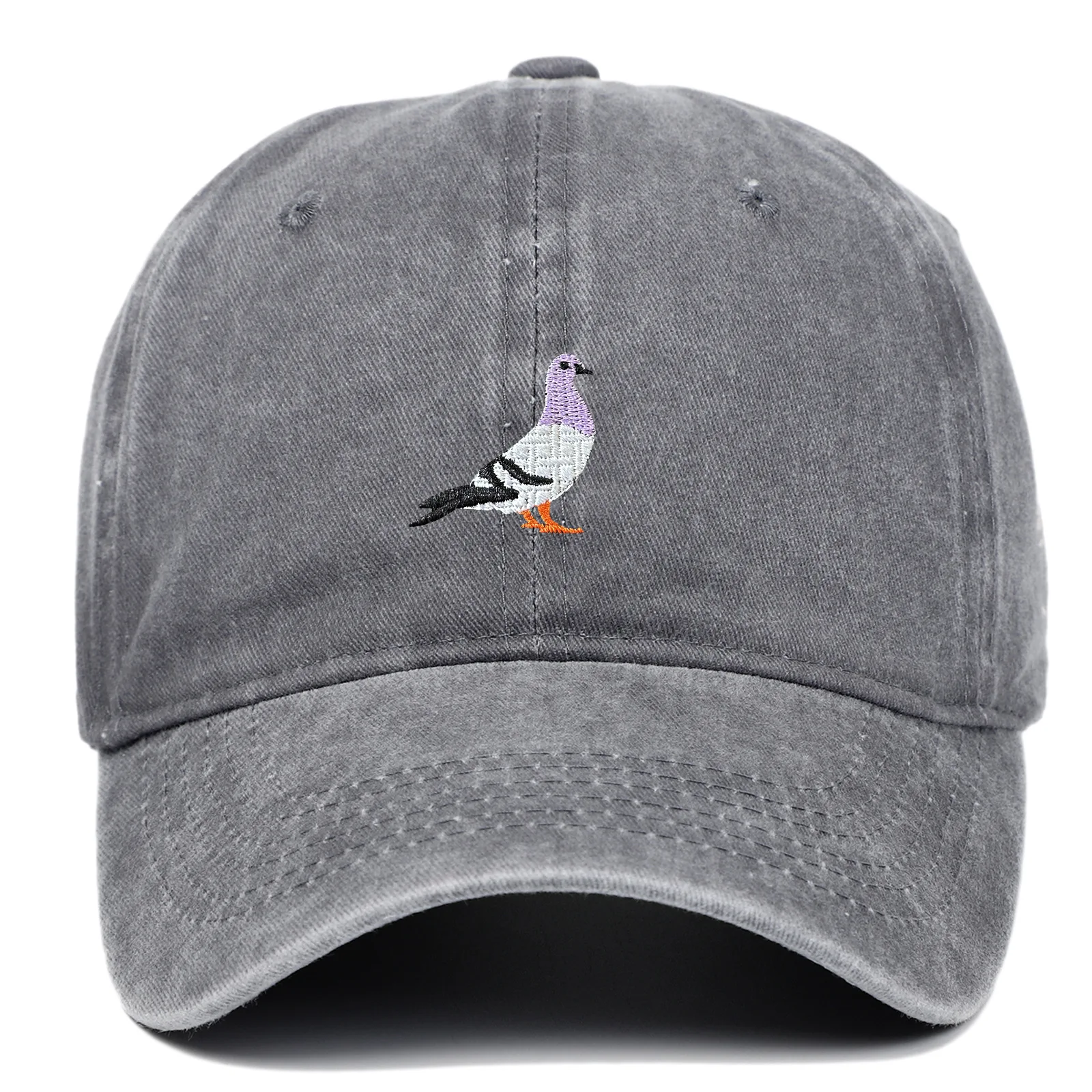 2024 Spring New Pigeon Embroidered Water Washed Sunscreen Sun Hat for Men and Women Outdoor Sports Fishing Sunshade Baseball Hat