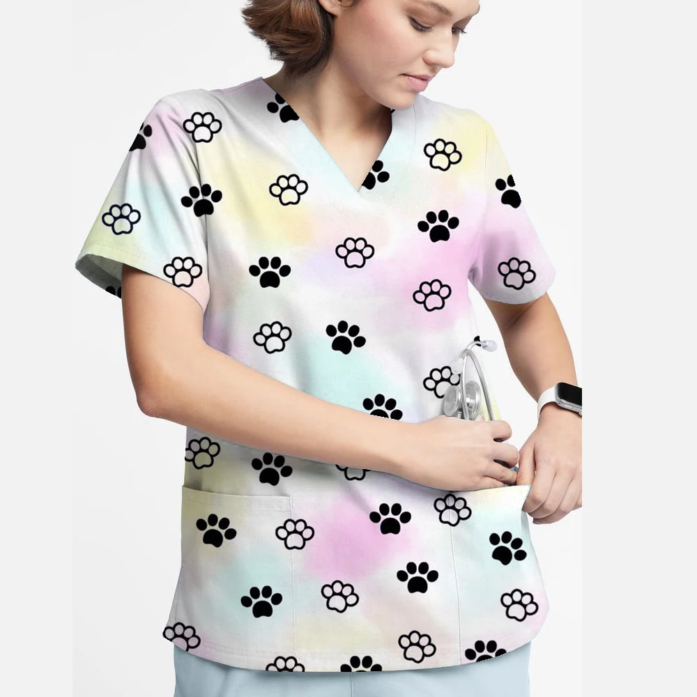 ผู้หญิงขัดเสื้อฟันพิมพ์พยาบาลพยาบาลชุดพยาบาลทันตแพทย์ Vet Clinic ผ่าตัดเสื้อทางการแพทย์เสื้อยืดผู้หญิง ﻿