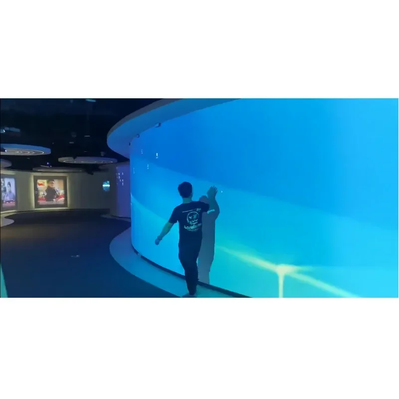 2025 معدات رادار ليزر كبيرة الحجم تعمل باللمس إسقاط الجدار التفاعلي نظام اللمس المنحني على الحائط قاعة المعرض التفاعلي Scr
