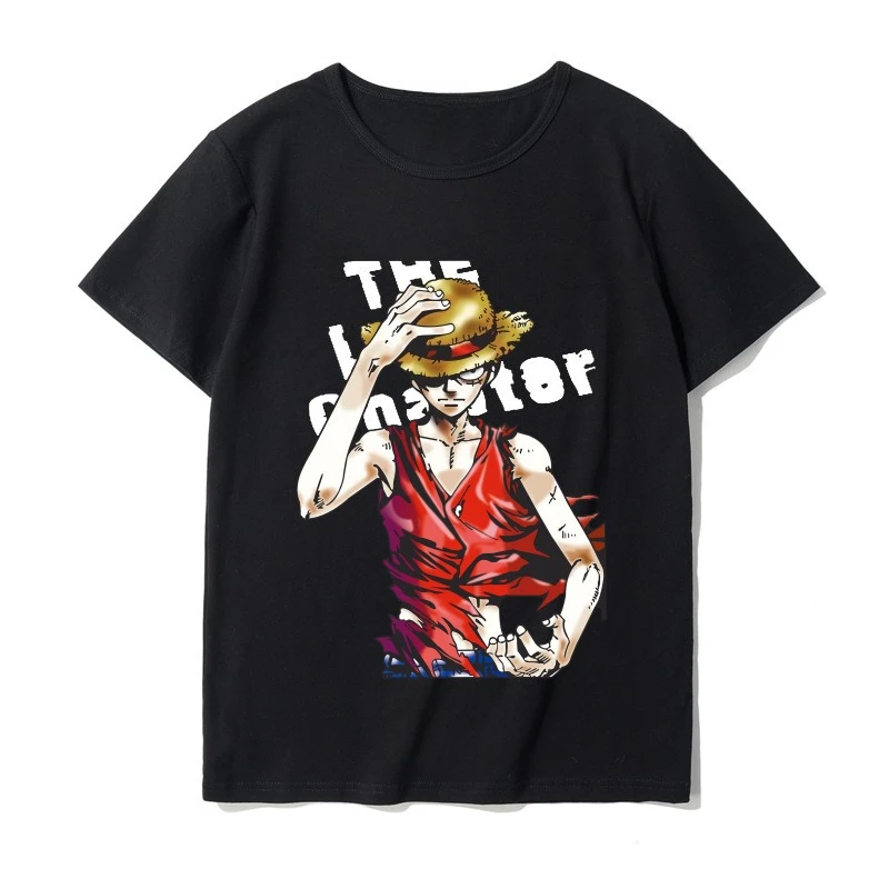 

Summer Japanese Anime One Piece Luffy T-shirt Men Women Short Sleeve Oversized Casual Tee Cotton Unisex Hip Hop Streetwear Loose