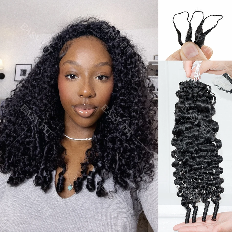 Burmese Curly Raw Human Hair Lightweight Braiding Bundle Reusable Knotless Crochet Hair Extensions for Women Boho Water Curly