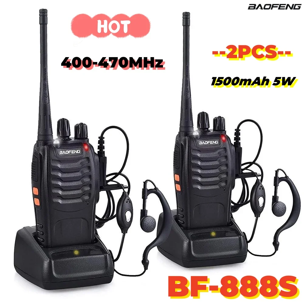 Baofeng BF-888S 워키토키, 휴대용 Baofeng 888S 양방향 라디오 16CH FM 트랜시버 CB 햄 라디오, 5W UHF 400-470MHz, 2 개