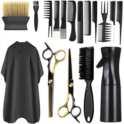 14/15/16pcs Hairdressing Tool Set Black Hair Cutting Cape Hair Neck Sweeper 10Pcs Barber Hair Style Comb