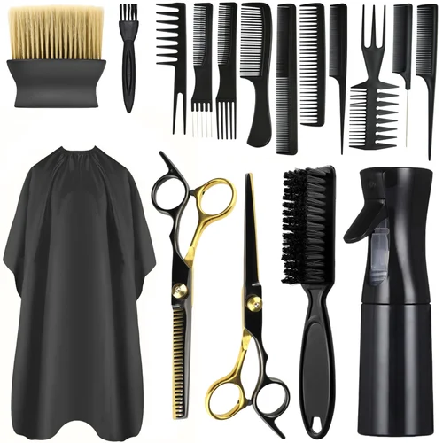 Imagen 1 del producto Juego de Herramientas de peluquería, capa de corte de pelo negro, barredora de cuello, peine de estilo de pelo de peluquero, 14/15/16 Uds.