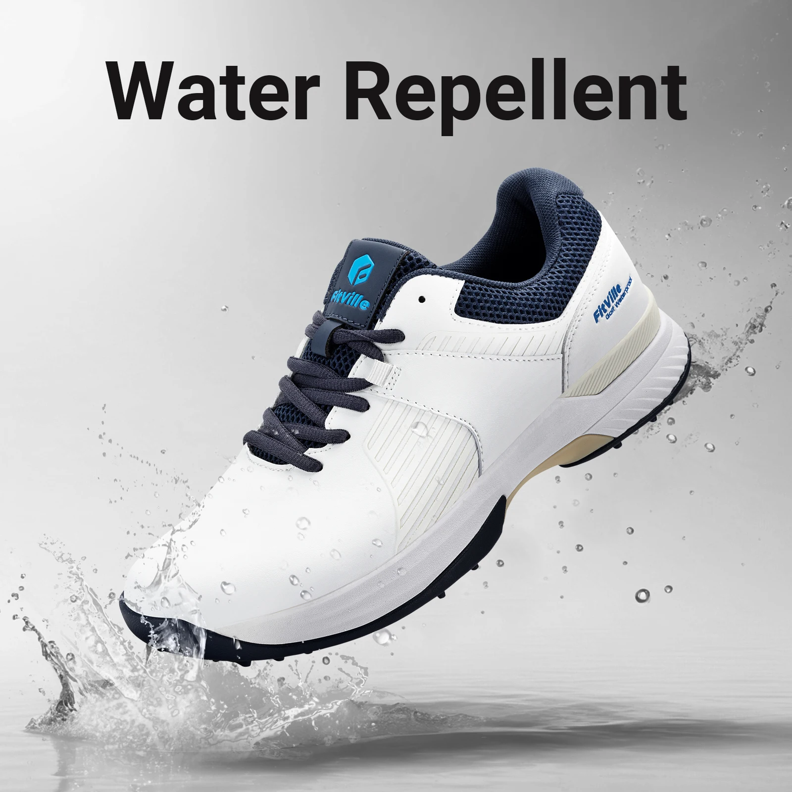 

FitVille Extra Wide Men's Golf Shoes Waterproof Professional Outdoor Spikes Golfing Shoes for Men with Arch Support Non-slip