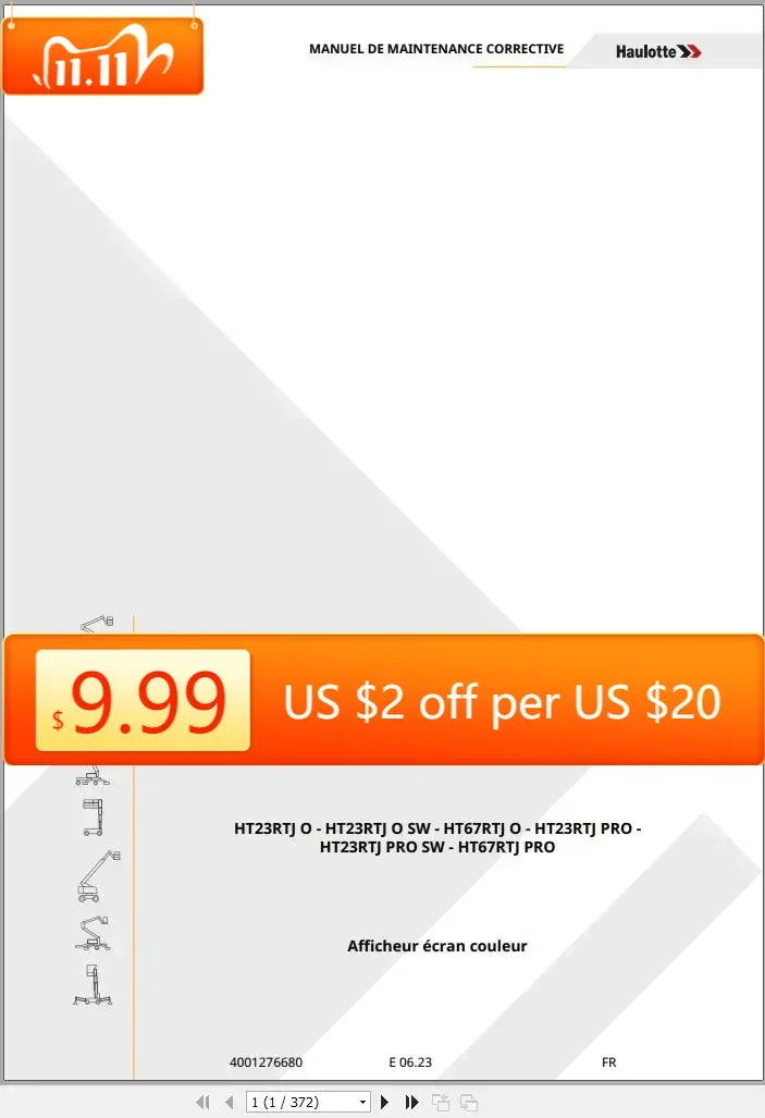 

TruckEPC Haulotte Оператор вилочного погрузчика Обслуживание Ремонт Запчасти Руководства по обслуживанию 4,10 ГБ PDF