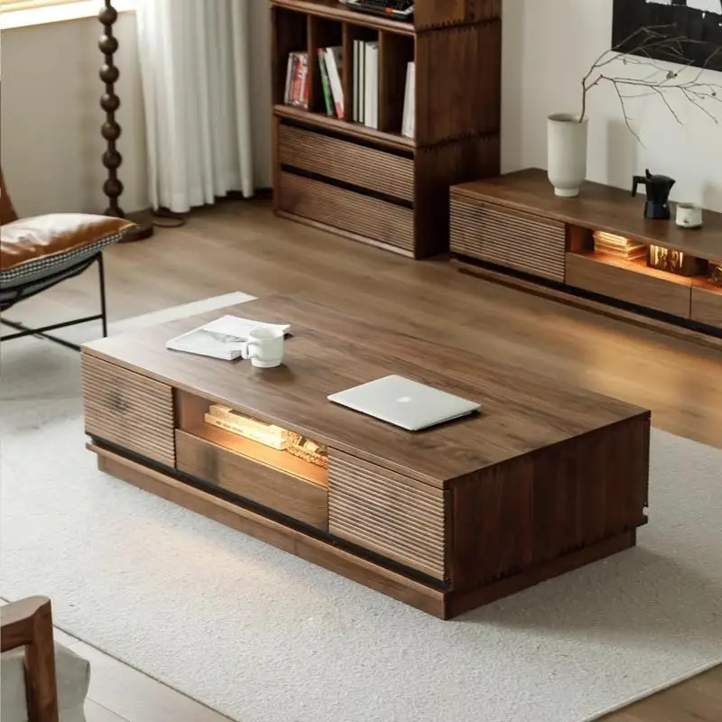 

North American black walnut full solid wood coffee table Nordic small apartment solid wood tea table living room home TV