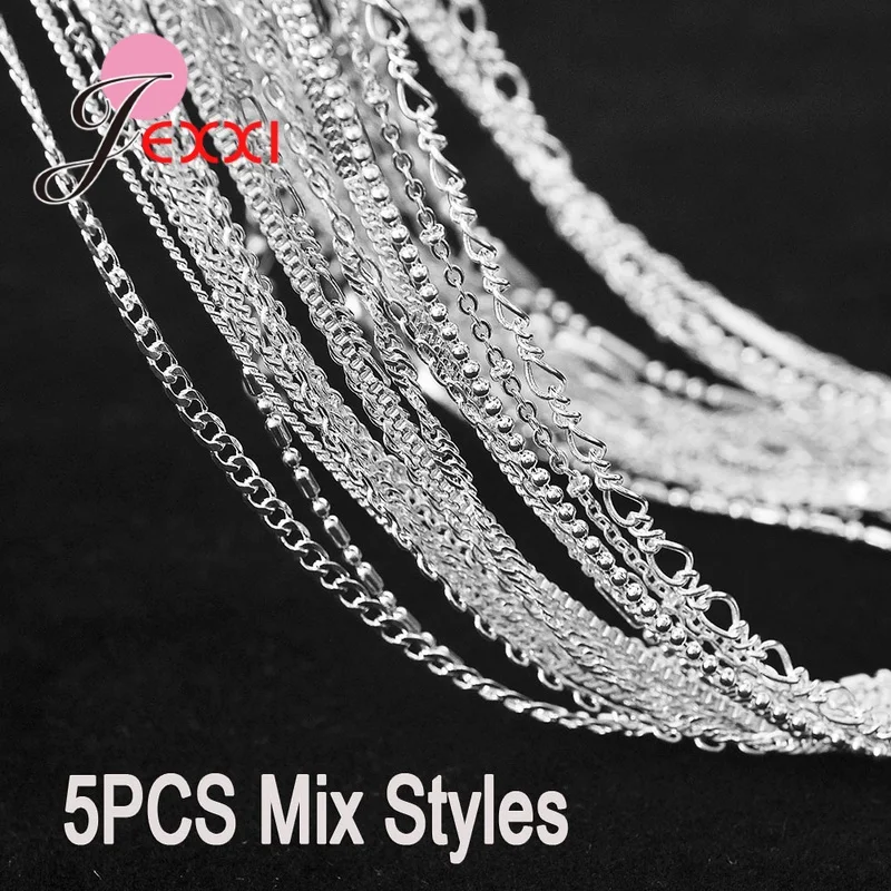 5PCS Wholesale 925 Sterling Silver 18 Styles Jewelry Necklaces Chain With Lobster Clasp For Pendant DIY Jewelry Making