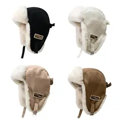 Outdoors Plush Bomber Hat Thick Warm Winter Cap Windproof Ushanka Fur Hat for Men Women