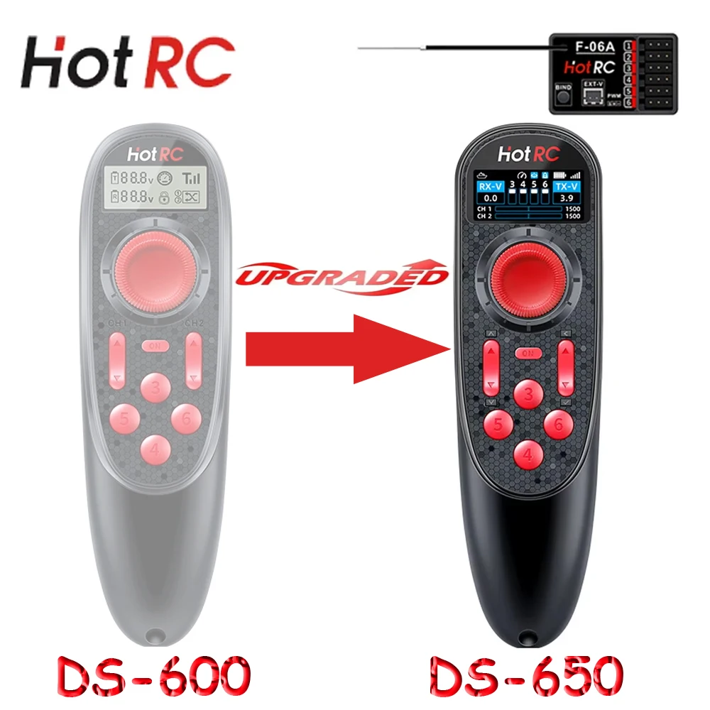 

HOTRC DS-650 6CH 2,4G радиосистема передатчик пульт дистанционного управления с приемником F-06A для радиоуправляемого автомобиля танк лодка модель корабля аксессуары