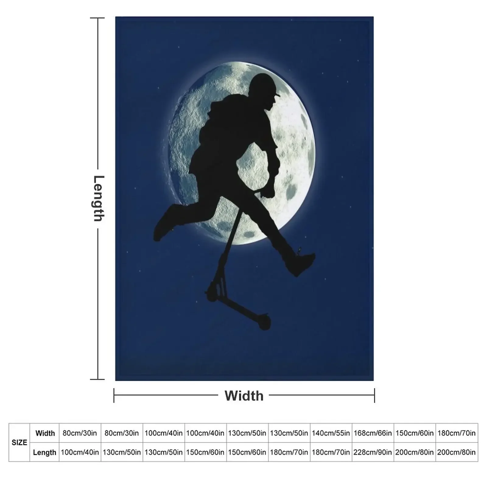 Night Scootering - Stunt Scooter and Full Moon Throw Blanket Hairys Luxury Beautifuls Moving Luxury Designer Blankets