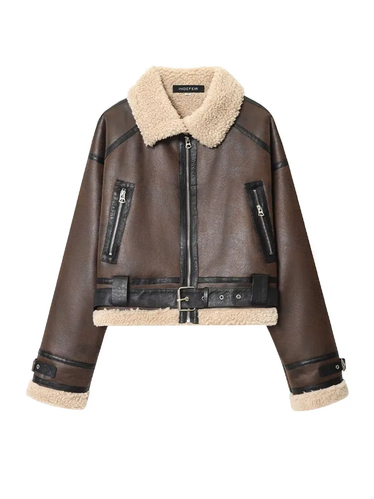 

HH Fashion Women Casual Lapel Zipper Pocket Waistband Decoration Slim Jacket Female Long Sleeves Jacket High Street Short Coats