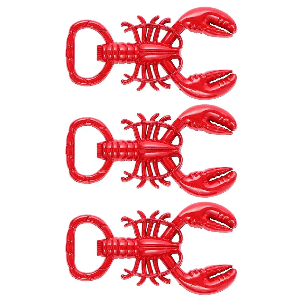 

3Pcs Crayfish Bottle Opener Red Metal Zinc Alloy Drink Lid Remover Kitchen Bar Party Tool Portable Design