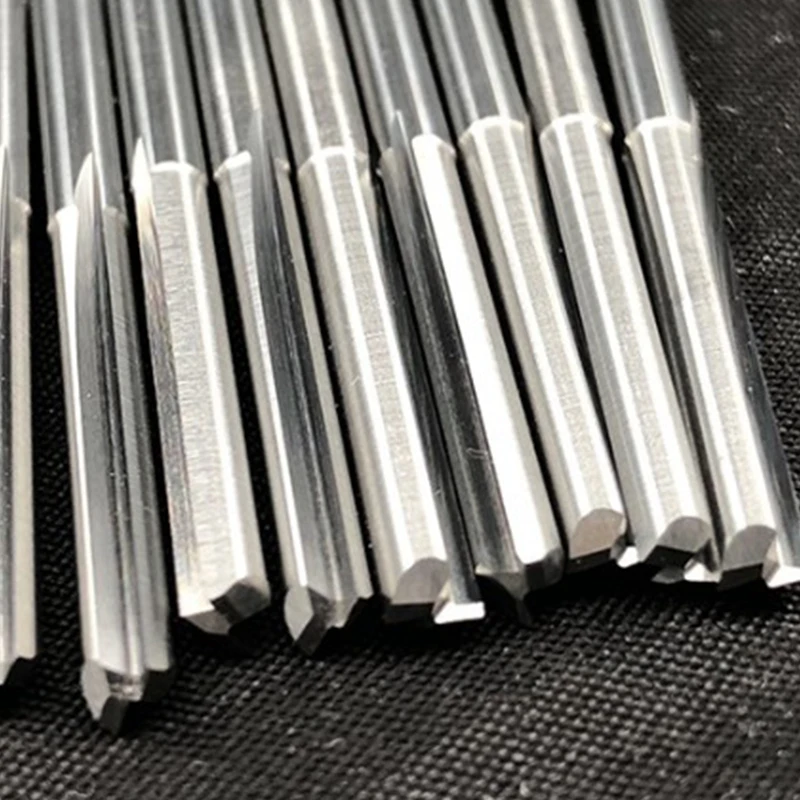 Espiral Carbide End Mill Cutter Bits, 2 Flautas, Cortadores de ferramentas para CNC Router, Compressão Madeira, 3.175x17mm, 5Pcs