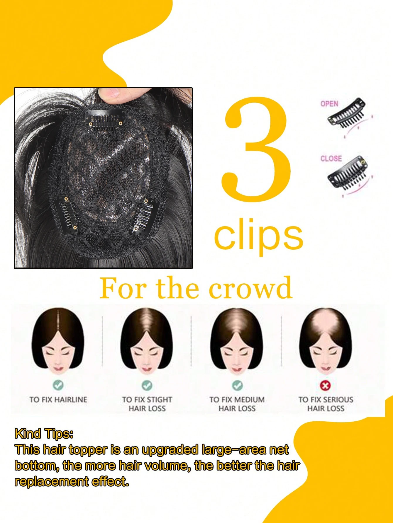 Wig pengganti 24 inci sintetis dengan poni, penutup rambut palsu pengganti tidak terlihat Natural lurus rambut hitam