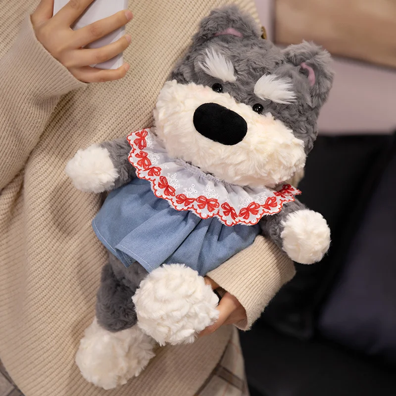 Kawaii west highland white terrier brinquedos de pelúcia bonito cão branco com roupas acessórios boneca engraçado presente aniversário