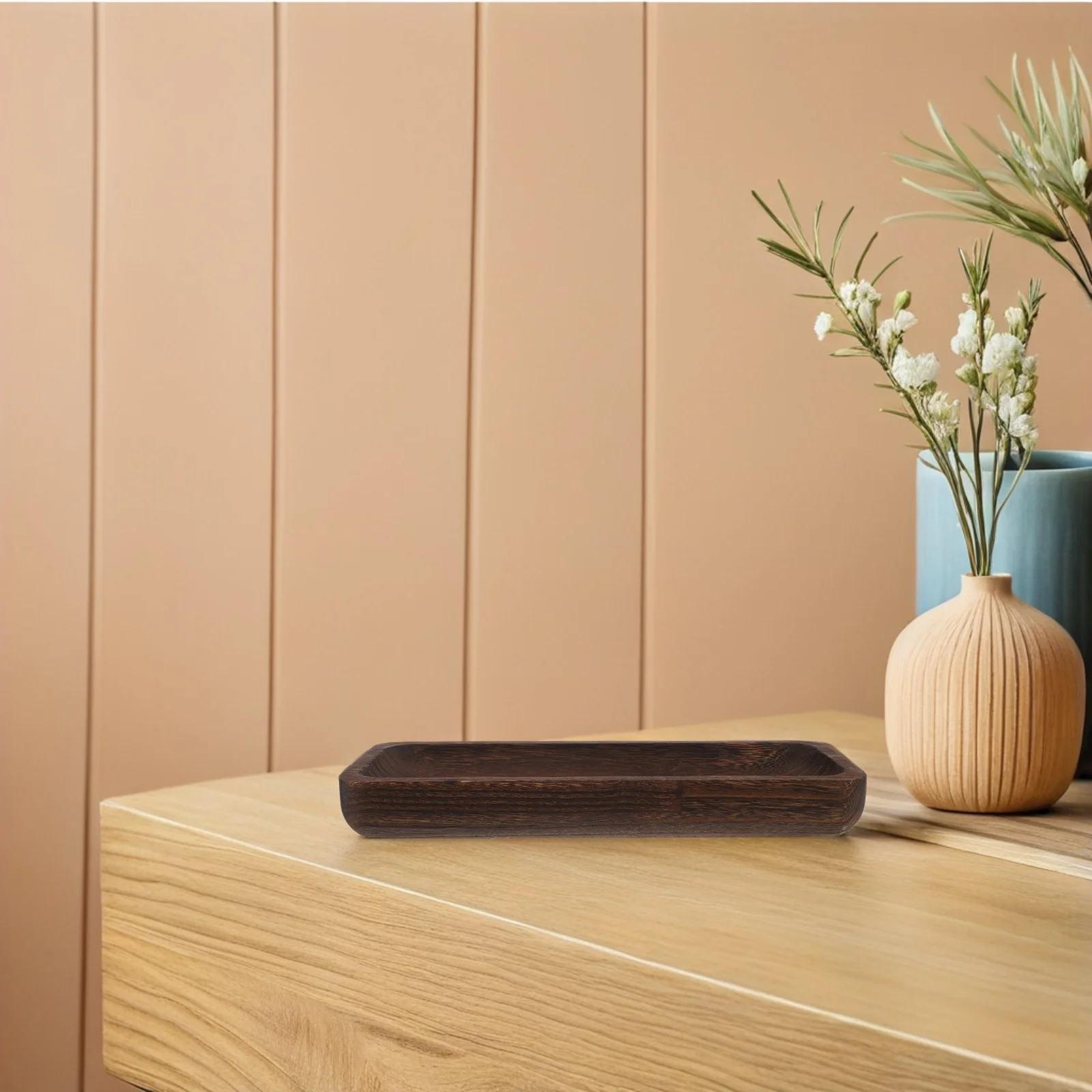 

12.5X4.64'' Wood Tray Decorative Rustic Farmhouse Tray For Coffee Table Bathroom Kitchen Countertop Organizer Makeup Jewelry