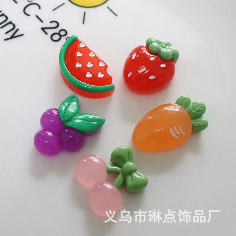 5pcs miniso series fruit cartoon resin flatback cabochons diy crafts materials jewelry making charms