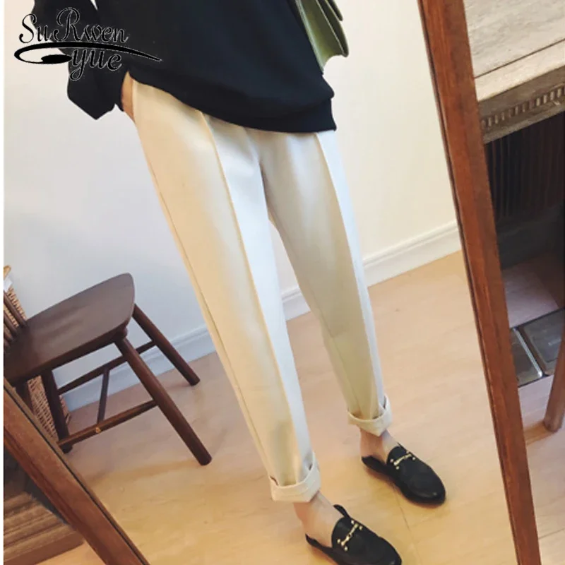 

Casual Straight Suit Pants Harem Pants Autumn and Winter Women Thick Trousers High Waist Ankle-length Pants Female Loose 6991 50
