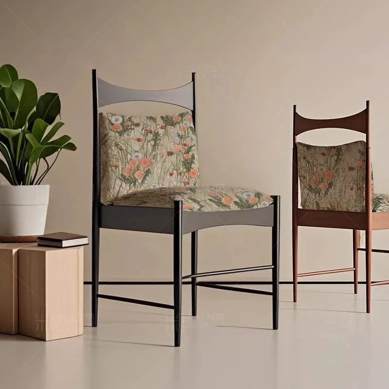 

Retro Solid Wood Dining Chair Modern Simple Home Nordic Medieval Upholstered Contemporary Design Home Apartment School