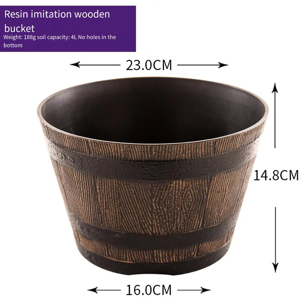 

Изящный кашпо из смолы в форме ведра для виски, идеально подходящее для украшения вашего пространства растениями