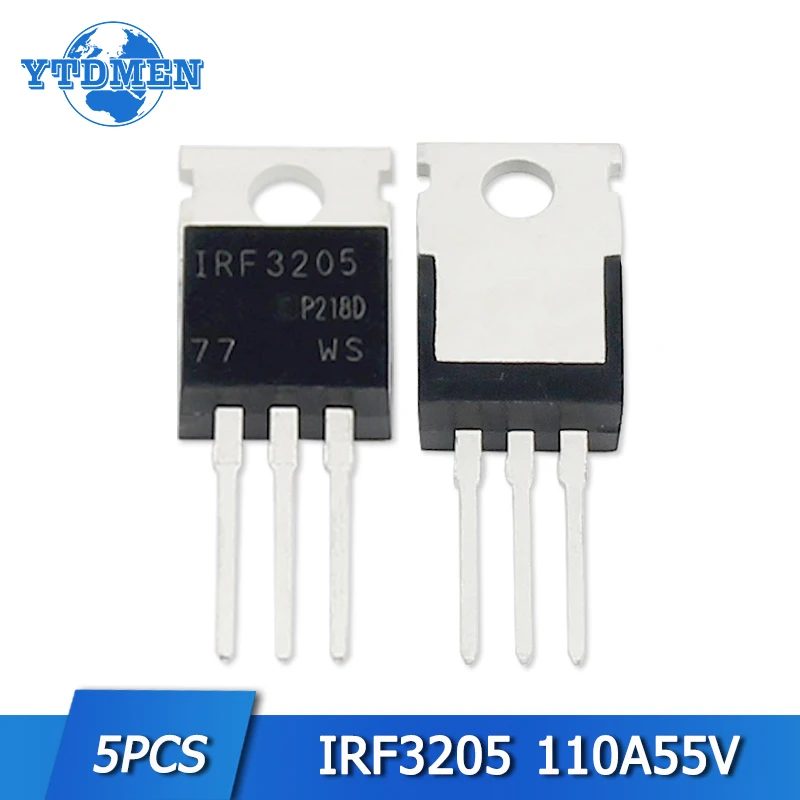 Transistor Mosfet de 5 piezas, componentes electrónicos, IRF3205, 3205, IRF3205PBF, TO220 FETs, 55V, 110A TO-220, juego de transistores de efecto de