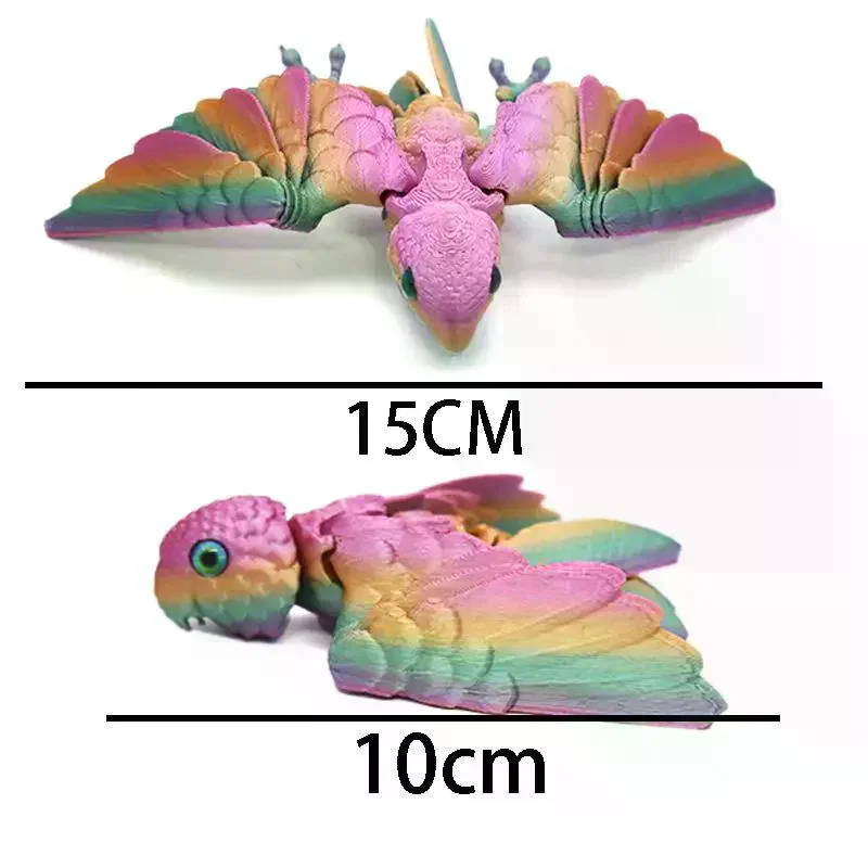 3D Printed Parrot Model Flexible Animal Statue Bird With Wings Moveable Joints Home Decoration Autism ADHD Fun Toys Holiday Gif
