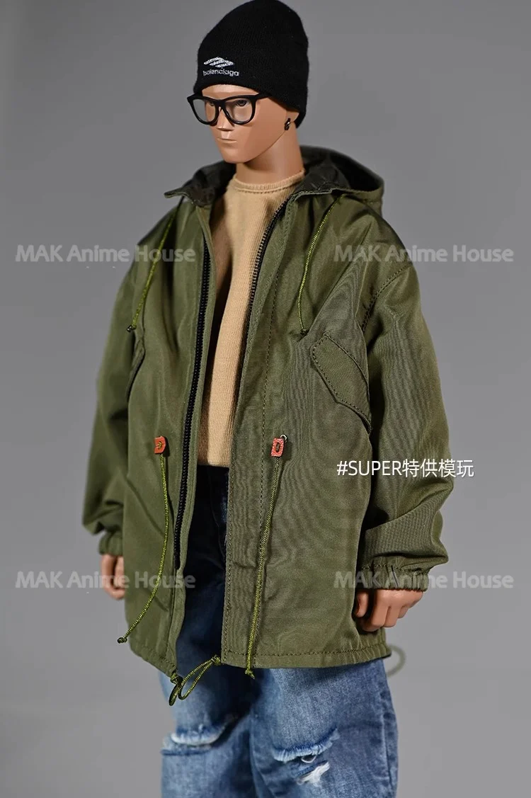 1/6 스케일 여성 후드 지퍼 밀리터리 버전 윈드 브레이커 핏 코트 남성 의류 모델 12 "솔져 액션 피규어 바디 인형에 적합