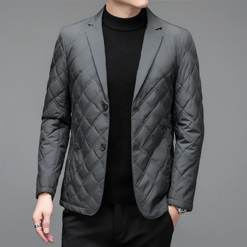 High-quality Leisure Mulberry Silk Suit Fashionable Handsome Cotton-padded Jacket Young Men\'s Suit Collar Cotton-padded Jacket